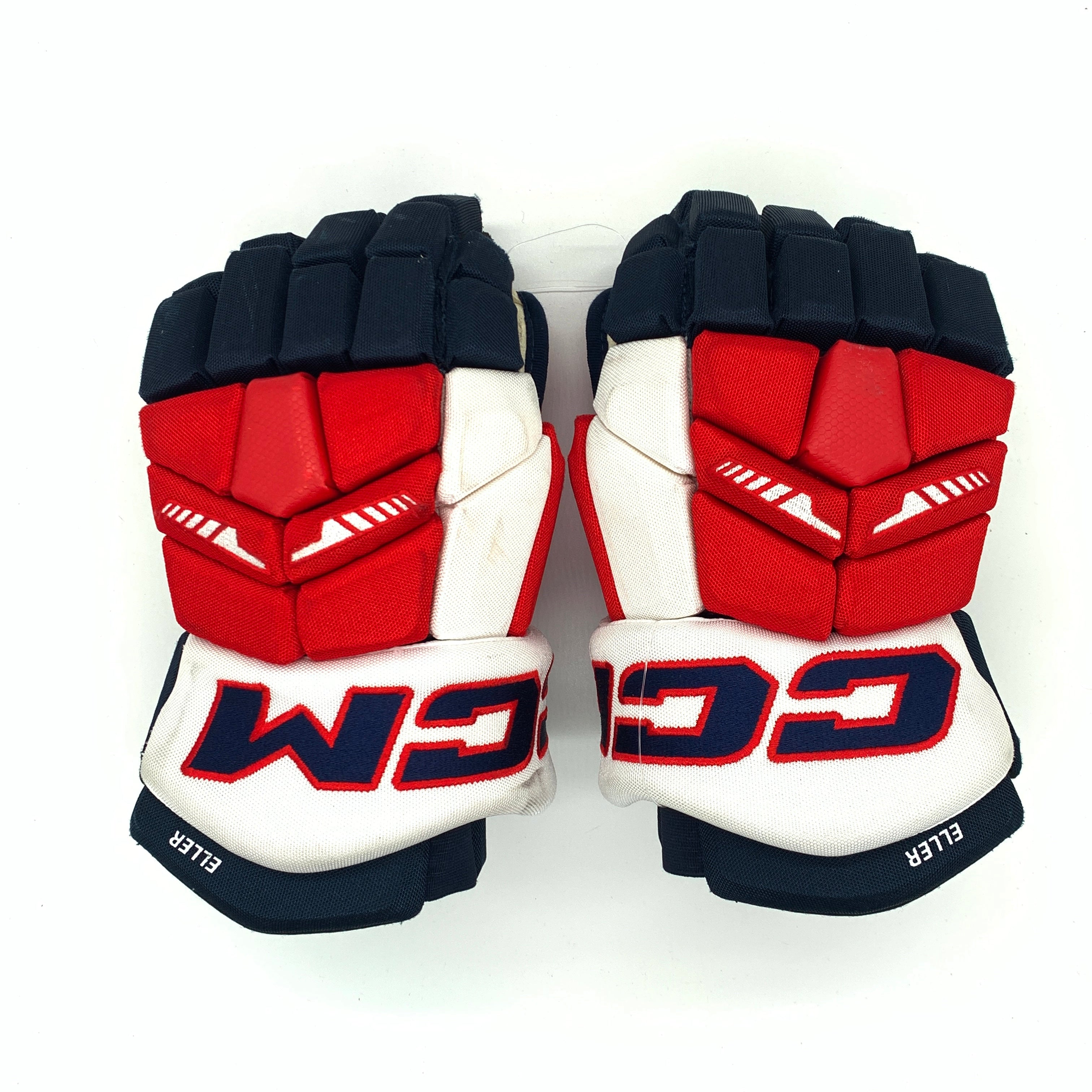 CCM HGTK - Gants d'occasion NHL Pro Stock - Capitals de Washington - Lars Eller (bleu marine/rouge/blanc)